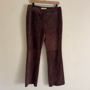Margaret Godfrey Vintage Western Boho 70s Suede Chocolate Brown Bootcut Pants 12
